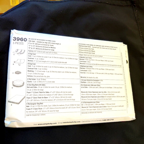 🗺️ New! Simplicity Pattern Pet Dog No Sew, Simple Uncut, #3960 Crafts For Pets - Picture 2 of 6